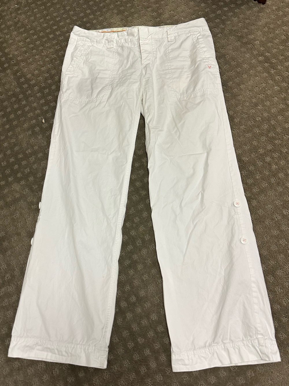 American Eagle Outfitters White Button-Trim Chinos